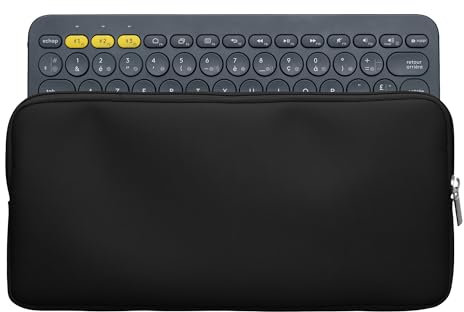 kwmobile Bluetooth Tastatur Cover kompatibel mit Logitech K380 Hülle - Nylon Schutzhülle für Keyboard - Nylon Tasche mit Zipper - Schwarz