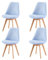 H.J WeDoo 4er Set Nordic Lamm Plüsch Esszimmerstuhl,Küchenstuhl mit Massiven Buchenstuhl Beinen und Lammwolle Kissen,Geeignet für Casual Stühle in Büros,Küchen und Räumen,Blau
