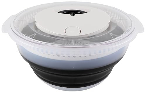 COOK WITH COLOR Faltbare Salatschleuder, platzsparender Salattrockner mit faltbarem Sieb, ideal zum Waschen und Trocknen von Obst und Gemüse, 4 l, Schwarz