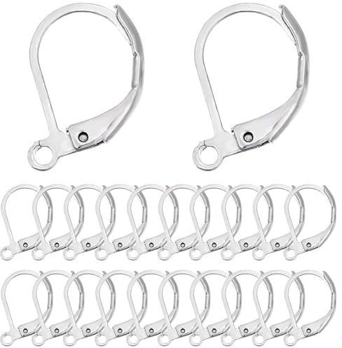 WERIGONI Confezione da 20 Monachelle per Orecchini Leva Artigianale Accessori per Gioielli in Filo per Orecchie in Acciaio Inossidabile Lunghi 16 mm