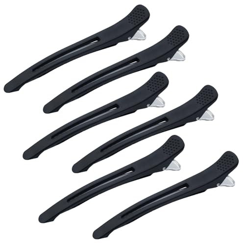 6 pcs pince cheveux,grosse pince cheveux, pince cheveux femme,pince a cheveux Antidérapantes,hair clip avec Bande en Silicone,Pince Crocodile Cheveux, Epingle à Cheveux Outil de Coiffure(Noir)