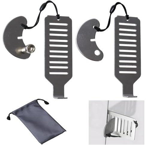 BORISCA 2 Piezas Cerradura Portatil Puerta Viaje con Bolsa Cerradura de Puerta Portatil Cerrojo para Viajar de Secure Pestillo Puerta sin Agujeros para Personas Que Viajan o Se Quedan Solas