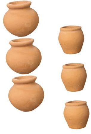 PAMINGONO 6pièces Pots Terre Cuite pour Pots Miniatures De Fleurs Argile pour Bureau Et Décoration Intérieur