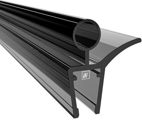 WAKA Premium Duschtür & Duschlippe, Duschdichtung Schwarz-Transparent, Duschdichtungen für Duschtüren 6-8mm Glas, 100cm Duschkabine & Duschtürdichtung, kompatibel mit einer Schwallschutzleiste Dusche