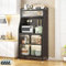 YOIZO Mueble Auxiliar de Cocina Estantería Cocina Negro 36x76x162cm con Puertas y Estantes, 5 Niveles Estanteria Cocina 4 Patas Ajustables y Ruedas Giratorias Negro, (76cm)