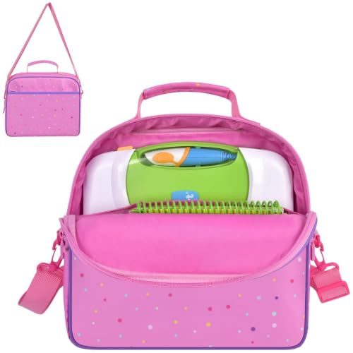 Tanmqin Tragetasche kompatibel mit dem VTech 2-in-1 Touch-Laptop, für das VTech Baby Mein 100-Wörterbuch, für den VTech Peppa Lernlaptop und zur Aufbewahrung von 3–5 Büchern (nur Hülle), Rosa