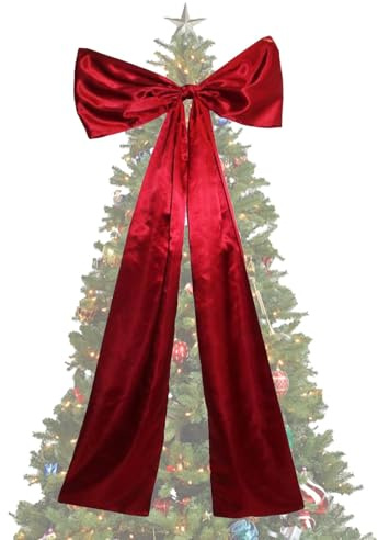 Große Weihnachtsbaumspitze, Samtschleife, Weihnachtsbaumspitze, kreative rote Satinschleifen, Weihnachtsdekoration für Bäume, Treppen, Geländer, Bögen
