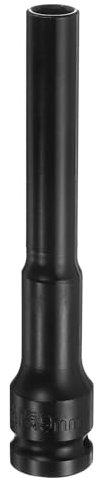 sourcing map Deep Thin Wall Impact Socket 9mm Metric 6 Point Socket 1/2 Square Drive 5 Extra Long Phosphated CR-V Steel Industrial Grade Spindle Axle Nut Socket, Black