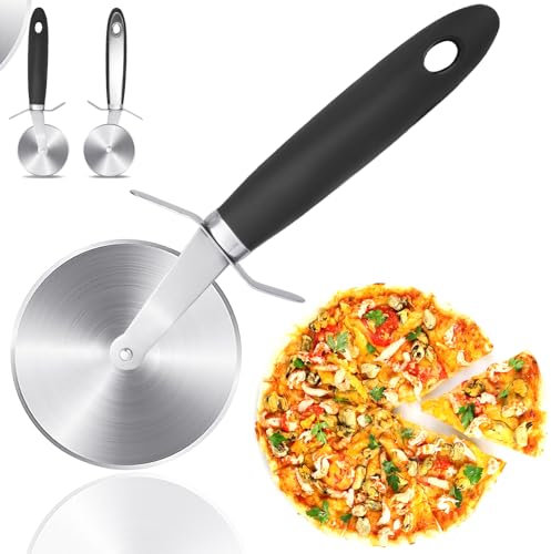 Pizza Cutter Stainless Steel, Sharp Pizza Cutter Wheel, can Easily Cut Pizza Crust, Pie, etc., Black Handle, Finger Protection Device to Ensure Safety