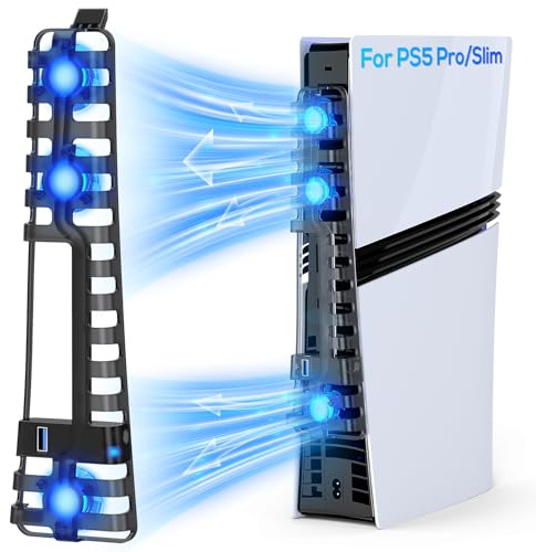 Ventola di raffreddamento automatica per PS5 Pro/Slim con porta USB 3.0 e velocità regolabile a 3 velocità
