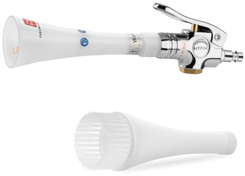 MYPIN Car Cleaning Gun, 6-9.2Bar Dry Blow Gun, High Pressure Compressed Air Blow Gun, Interior Car Cleaning with 2 Nozzles for Vehicle Car Carpet Dashboard Seat Upholstery (White Upgraded)