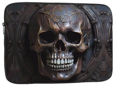 RRKDOY Laptoptasche mit Totenkopf-Aufdruck, stoßfest, tragbar, 43,2 cm (17 Zoll), für Männer und Frauen, Geschäftsreisen, Büro, Alltag