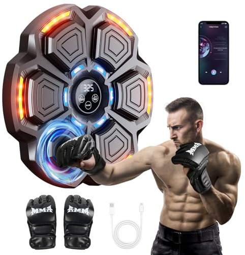 CRECAD Machine de Boxe Musicale Adulte - 9 Modes de Vitesse Music Boxing Machine avec Gants de Boxe - Comptage Intelligent et Bluetooth Musicboxing pour Enfants Entraînement à la Maison