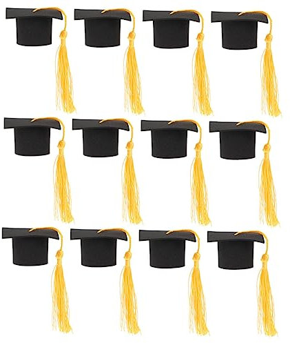 TOPPERFUN 12stücke Hut Kuchen Dekorationen Abschlusskappen Flaschenaufsätze Party Deko Für Graduation Mit Quaste Für Und Torten Wiederverwendbar Und Vielseitig