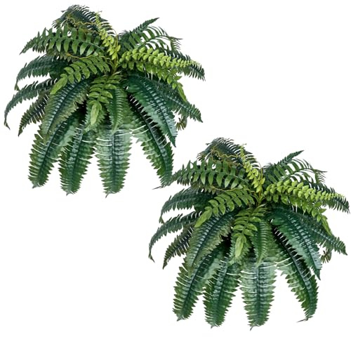 VEVOR Fougère Artificielle, Lot de 2, Fausse Fougère de Boston 90-100 cm, Plante Artificielle Suspendue avec 35 Feuilles, pour Décoration Intérieur Extérieur, Maison, Bureau, Pot de Fleurs Non Inclus