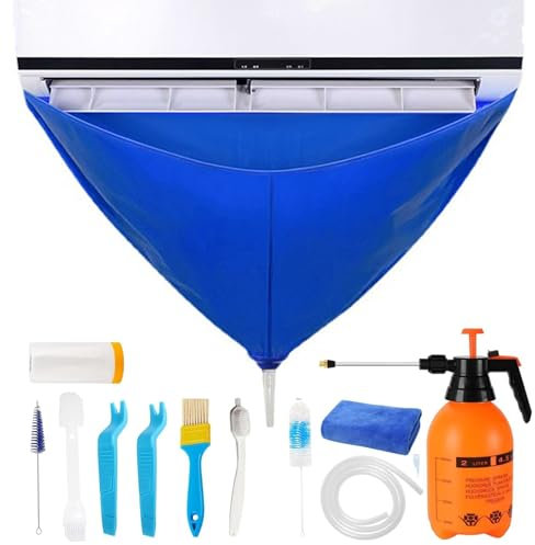 Kit de limpieza de aire acondicionado, herramientas de de aire acondicionado, 1 juego de limpieza de aire acondicionado, protector de lavado de polvo montado en la pared para el hogar