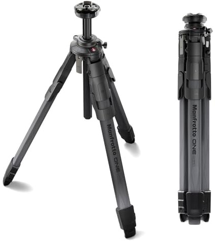 Manfrotto ONE Hybrid Carbon Fiber Tripod – Photo & Video Tripod System, 15kg Load, Levelling Column, 90° Horizontal Column, Quick Release, Lightweight Shooting Support for DSLR & Mirrorless Cameras