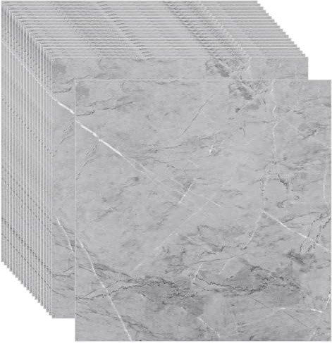 CYEER 20 Stück Bodenfliesen Selbstklebend 30x30cm - 2,5mm Dicke Vinylboden Grau Marmor Optik - Wasserfester PVC Bodenbelag für Küche, Badezimmer & Wohnzimmer - Renovierungs-Set ca. 1,8m²