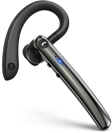 Bluetooth Headset V5.3, Bluetooth Earpiece Handsfree with Dual Noise Canceling Mic Mute, Wireless Headset with 18H Playtime, Dual Pairing Function, Headphones for Business/Office/Trucker/Driving/Work