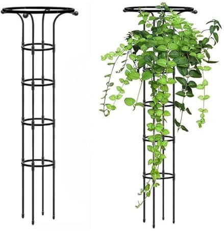 Obélisque en Plastique Et Tube en Acier Support pour Plantes Extérieur Jardin, Treillis Solide pour Rosiers Clématites Tomates, Structure De Fleur Antirouille(Black,95CM/37.40in)