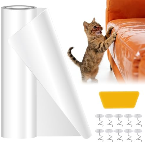 Katze Kratzschutz Tape,5m x 30cm Kratzschutz Sofa Katze,Selbstklebend Kratzfolie Katzen Transparent Kratzfestes,Anti Kratz Folie für Katzen,Kratzschutzs Tape für Möbel,Couch,Wand