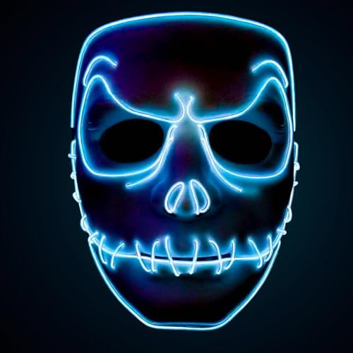 Original Cup | LED-Licht Maske Jack | Premium Qualität | Feste Kunststoff | 3 Blinkmuster | Neon Maske | Halloween