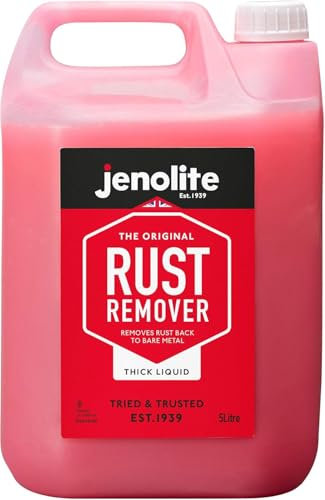 JENOLITE Dissolvant de rouille liquide épais | 5L | Formule anti-goutte | Thixotropique Antirouille Metal | Élimine la rouille sur le métal nu | Idéal pour les surfaces verticales et les voitures
