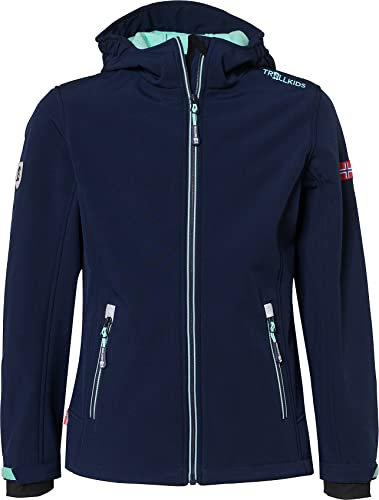 Trollkids Girls Trollfjord Jacket 164, Navy/Aqua