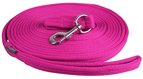 QHP Longierleine Longe Führleine Führstrick 8m mit Tasche 9 Farben (Fuchsia)