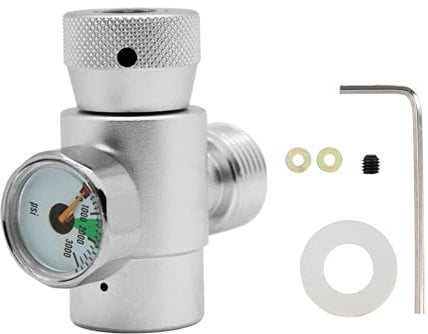 Jeffergarden CO2 Füllbehälter Adapter Zylinder Nachfülladapter Anschlusskit Adapter CO2 Zylinder Nachfuelladapter Set Tankflaschenanschluss Homebrew Kit(Silver Adapter with Meter)