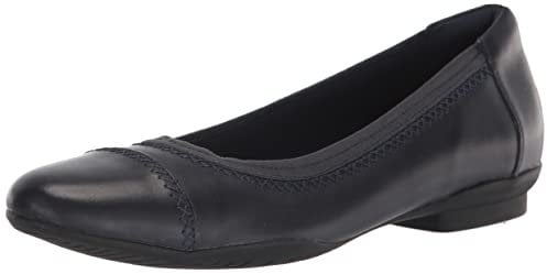 Clarks Women's Sara Bay Ballet Flat, Navy Leather, 7.5 UK