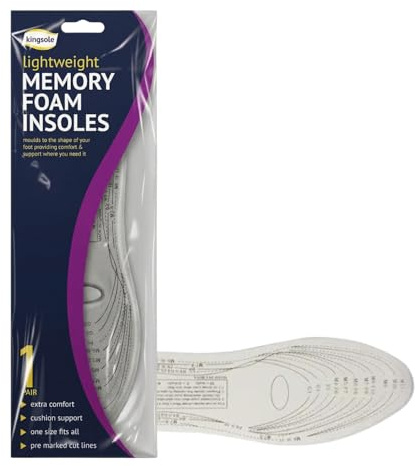 White Memory Foam Insoles, 1 Pair - Lightweight, One Size Fits All, Ideal Shoe Support