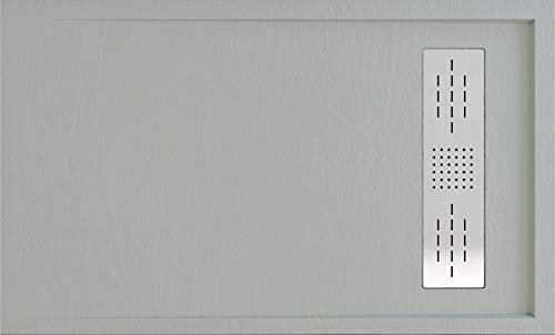 LOGA PLATO DE DUCHA RESINA TEXTURA PIZARRA ENMARCADO CARGA MINERAL Y GEL COATS GRIS CLARO 160 X 70