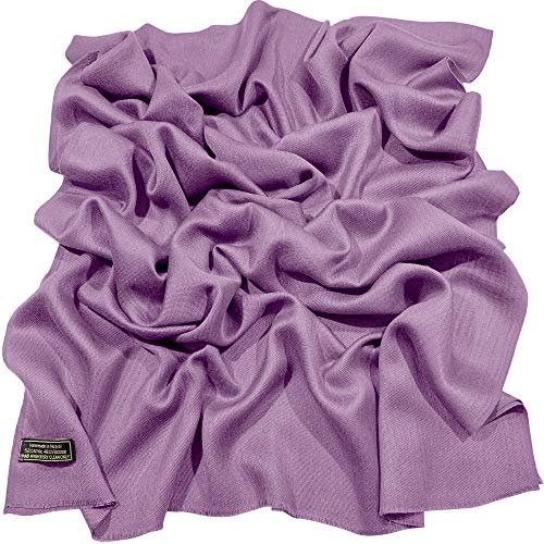 CJ Apparel Scialle Pashmina da donna tinta unita con frange, Lilla Fc1078, Taglia unica