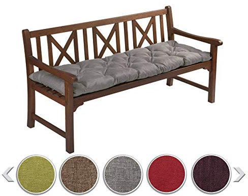 sunnypillow Bankauflage Outdoor - Bankkissen für Bank 130 x 30 cm - Sitzkissen für Hollywoodschaukel - Polsterauflage, Auflage für Gartenbank - Gartenkissen, Stuhlkissen für Gartenmöbel Grau