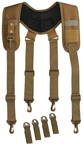 MELOTOUGH Bretelles Tactiques Ceinture de Travail Harnais Rembourré Réglable Bretelles Ceinture Outils avec Porte-clés et écusson (Coyote Brown)