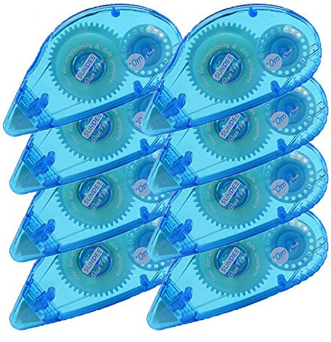Glue Runner Permanent, Double Sided Adhesive Scrapbook Runner Tape Roller, 0.3-inch by 360-Inch, Permanent Adhesive Dots Roller Applicator, 8 Pack - Blue