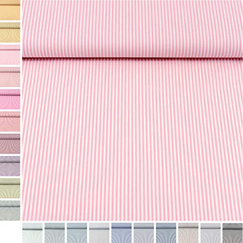 MAGAM-Stoffe Mona Streifen Kinder Baumwollstoff Oeko-Tex Meterware 50cm (03. Rosa)