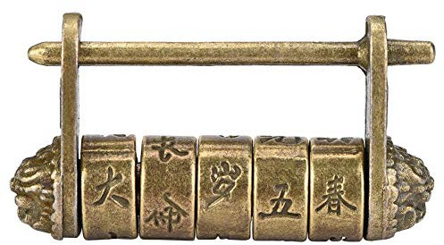 Fdit Cerradura de contraseña con combinación de Caracteres Chinos Vintage, 50x27 mm Candados Antiguos de aleación de Zinc para joyero, gabinete de Madera, Regalo, Bronce