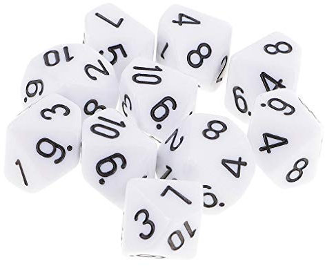 Yourandoll 10 STÜCKE Polyedrische Würfel D10 Würfel Dice Spielwürfel for DND RPG Tischspiele (Weiß)