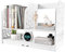 Cocoarm Desktop-Bücherregal Mini-Tischregal, 2-stufiges Bücherregal Holz-DIY-Aufbewahrungsorganisatorständer, Präsentationsständer Geschnitzte Muster für Home Office 30 * 21 * 40cm Weiß