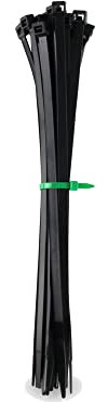 HPER Kabelbinder schwarz I 280 mm x 7,8 mm I 100 Stück I 15-30% mehr Zugkraft/Stabilität I witterungsstabil I 3 Jahre UV- beständig I zertifizierte Premium Qualität