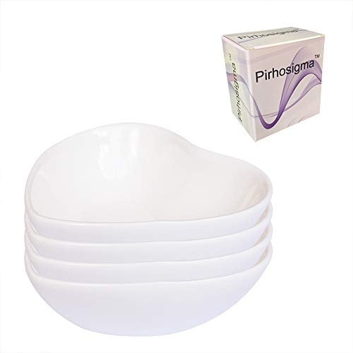 Pirhosigma 4 pcs Heart Shaped Porcelain Soy Sauce Dish Ceramic Dip Dipping Bowls White for Dinner Baking BBQ and Cooking