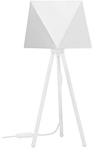 Light-Home Lampenschirm Tischlampe Modern - Elegante Nachttischlampe für Schlafzimmer Wohnzimmer - Tischleuchte E27-46x22,5 cm - Weiß und Weiß Diamant