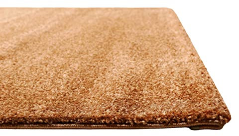 Homie Living Moderner Kurzflor Teppich für Wohnzimmer, Schlafzimmer und Kinderzimmer - LIDO (80 x 150 cm, karamell)