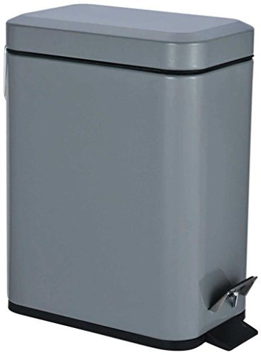 HOMION PEDAL BIN BATHROOM 5L SLIM RECTANGULAR REMOVABLE BUCKET WASTE DUST SLIMLINE EASY TO CLEAN 5 LITRE TOILET STAINLESS STEEL (Grey)