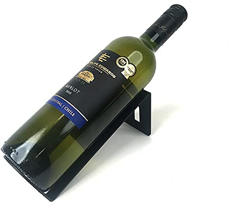Okunai Single Wine Bottle Holder - Metal Stand Tabletop Rack Storage for Home, Living Room, Kitchen Decor and Display Stylish Bottles (Black) - Great British Steel