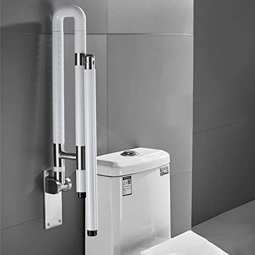 SZLXJMFL Klappbare Toiletten Aufstehhilfe WC Klappbar STÜTZKLAPPGRIFF WANDGRIFF Stützhilfe Wandstützgriff Edelstahl Haltegriff Safe Geländer Badewanne Bad Stützklappgriff Badezimmer Weiß (75cm)