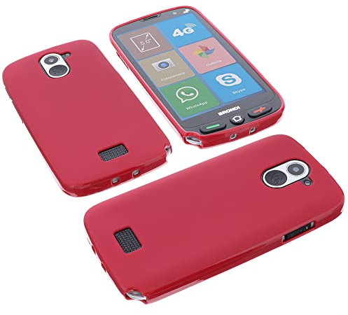 foto-kontor Custodia Compatibile con cellulari Brondi Amico Smartphone XS Nero Cover in Gomma TPU di Colore Rosso
