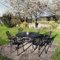 Lazy Susan 150 cm Runder Frances Gartentisch in Antik Bronze mit 6 April Stühlen, Ohne Sitzkissen | Nachhaltiges Sandguss-Aluminium | Wetterfest | Rostfrei | Wartungsarm | 3 Jahre Garantie